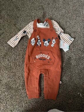 Disney Babies Baby Overalls Set with Striped Tee